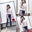 เสื้อผ้าเกาหลี พร้อมส่ง ชุดเซทเสื้อ+กางเกงยีนส์ Chanel