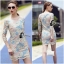 พร้อมส่ง Mini Dress ทรง 5 ส่วน แต่งลวดลาย