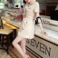 พร้อมส่ง mini dress แขนสั้น สีครีม