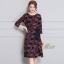 ชุดเดรสเกาหลี พร้อมส่ง Dress คอกลม แขนศอก