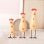 พร้อมส่ง งานไม้ ตุ๊กตาไก่ ครอบครัวไก่ยืน สีเหลืองลายดอกไม้ เซต 3 ตัว Zakka
