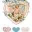 กระดาษเดคูพาจพิมพ์ลาย สำหรับทำงาน เดคูพาจ Decoupage งานฝีมือ งาน Handmade แนวภาพ ภาพวาด กามเทพ คิวปิดน้อยในหัวใจลายลูกไม้ฉลุสีฟ้ารายล้อมไปด้วยมวลหมู่ดอกไม้ ปลาดาวดีไซน์