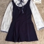 พร้อมส่ง เดรสสีขาวคอสูงคอเสื้อผูกโบว์