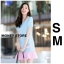ชุดเดรสเกาหลี พร้อมส่ง เดรสสั้น ลายม้าหมุน สีฟ้าพาสเทล