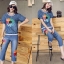เสื้อผ้าเกาหลี พร้อมส่ง ชุดเซ็ทวอล์มยีนส์เกาหลี