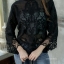 เสื้อเกาหลี พร้อมส่ง เสื้อลูกไม้ ผ้าระบายรอบคอ