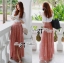 พร้อมส่ง เซ็ตเสื้อเปิดไหล่และกระโปรงยาวสไตล์วินเทจโบฮีเมียน