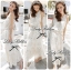 พร้อมส่ง แม็กซี่เดรสลูกไม้ฉลุลายดอกไม้สีขาวครีม