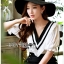 พร้อมส่ง เซ็ตเสื้อคอสีประกับระบายและกางเกงขาสั้น