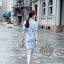 ชุดเดรสเกาหลี พร้อมส่ง เดรสยาว พันด้านหน้า หรู ดูดี