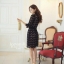 พร้อมส่ง เดรสลูกไม้ทอลายสีดำ สวยหรูดูดี
