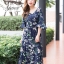 ชุดเดรสเกาหลี พร้อมส่ง แม็กซี่เดรส คอวี ทรงพริ้วสวย