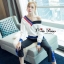 เสื้อผ้าเกาหลี พร้อมส่ง เสื้อแขนยาวคอวีแขนจั้ม