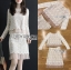เสื้อผ้าเกาหลี พร้อมส่ง เซ็ตเสื้อแขนยาวและกระโปรงผ้าลูกไม้
